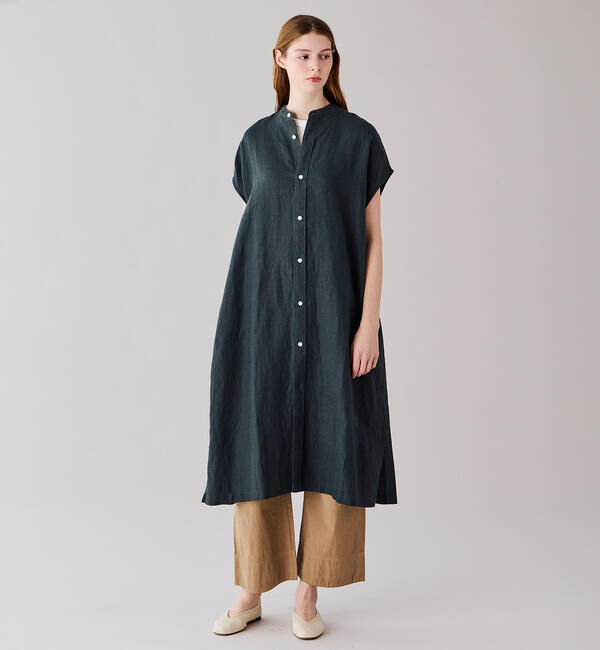 ORCIVAL「ORCIVAL | リネン フレンチスリーブ シャツワンピース WOMEN」|ワンピース|CHARCOAL