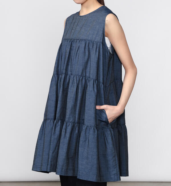 GYMPHLEX「Gymphlex | インディゴデニム ティアードチュニック WOMEN」|ワンピース|