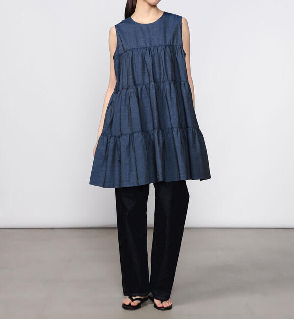 GYMPHLEX「Gymphlex | インディゴデニム ティアードチュニック WOMEN」|ワンピース|
