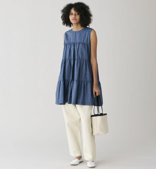 GYMPHLEX「Gymphlex | インディゴデニム ティアードチュニック WOMEN」|ワンピース|