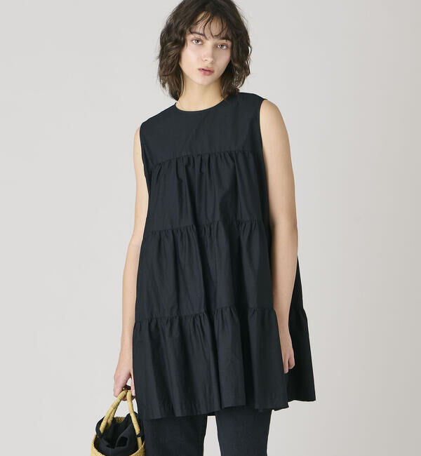 GYMPHLEX「Gymphlex | コットンブロード ティアードチュニック WOMEN」|ワンピース|BLACK