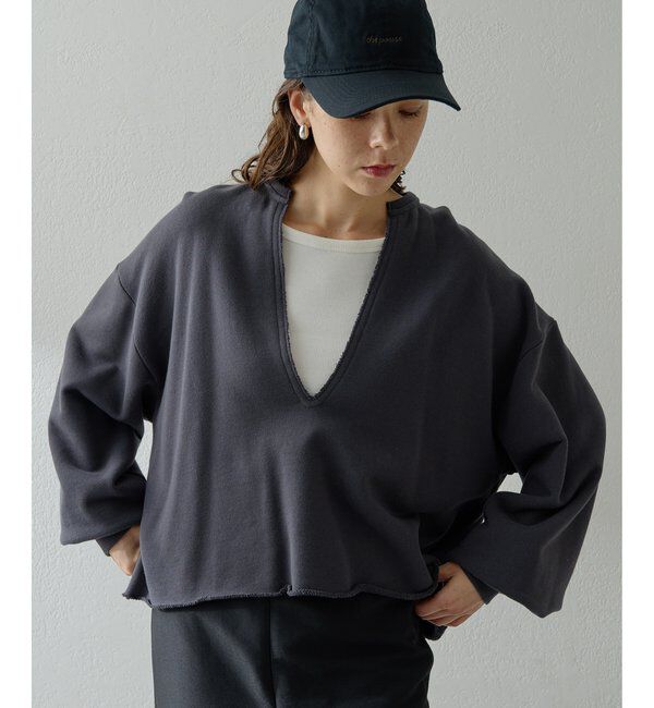  「スウェットVネックプルオーバー２」|Tシャツ・カットソー|チャコールグレー