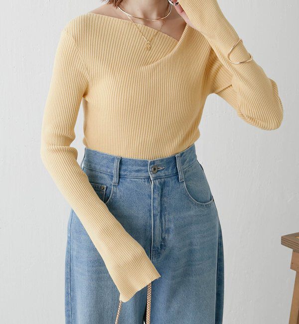  「デザインネックリブニット」|ニット・セーター|
