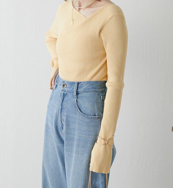  「デザインネックリブニット」|ニット・セーター|