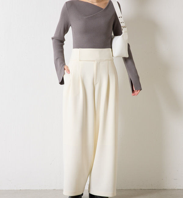  「デザインネックリブニット」|ニット・セーター|