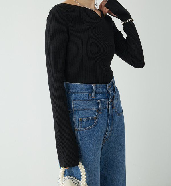  「デザインネックリブニット」|ニット・セーター|