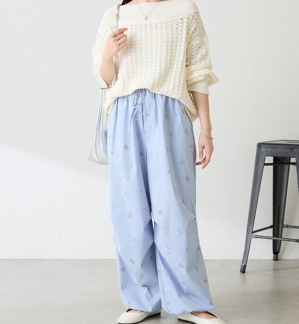  「小花柄パラシュートパンツ」|チノ|