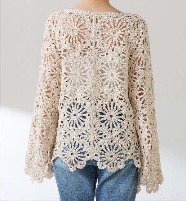  「フラワー柄クロシェニット」|ニット・セーター|