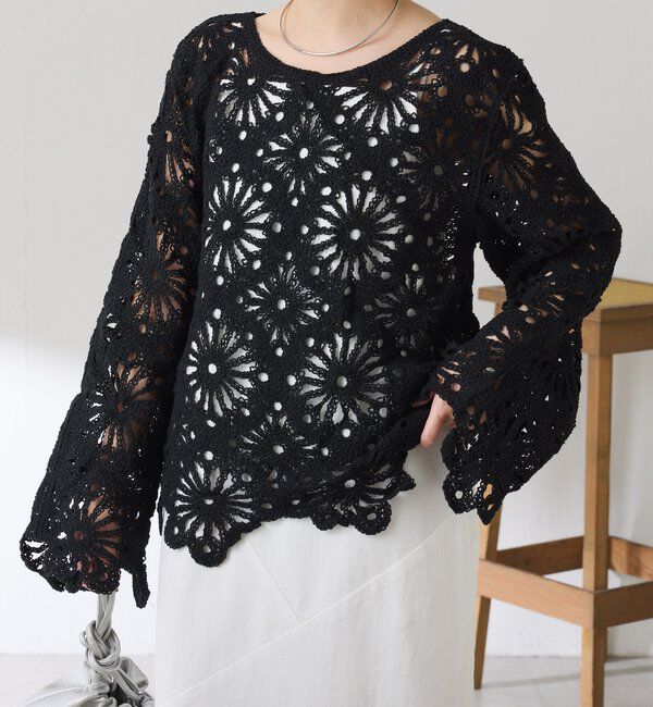  「フラワー柄クロシェニット」|ニット・セーター|