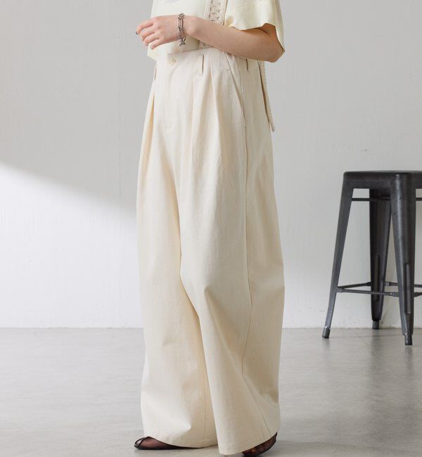  「サスペンダーワイドタックパンツ」|チノ|