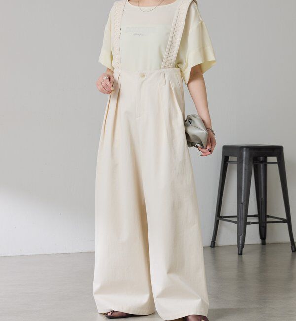  「サスペンダーワイドタックパンツ」|チノ|