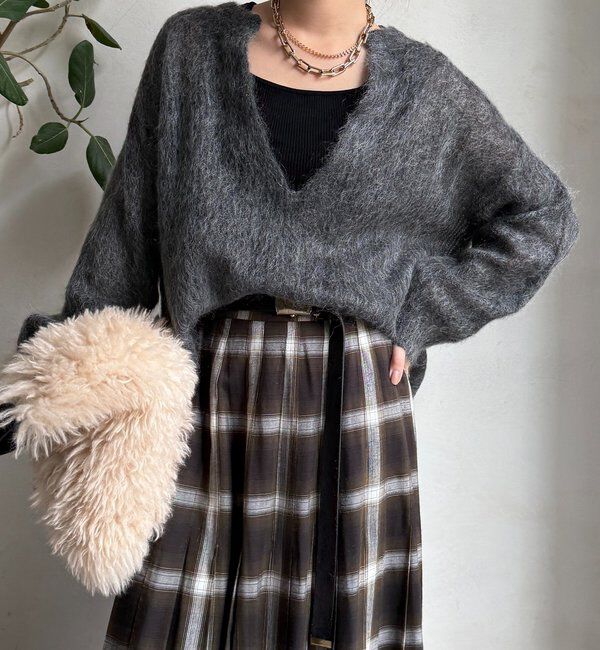  「【新色追加】起毛モヘヤスキッパープルオーバー」|ニット・セーター|