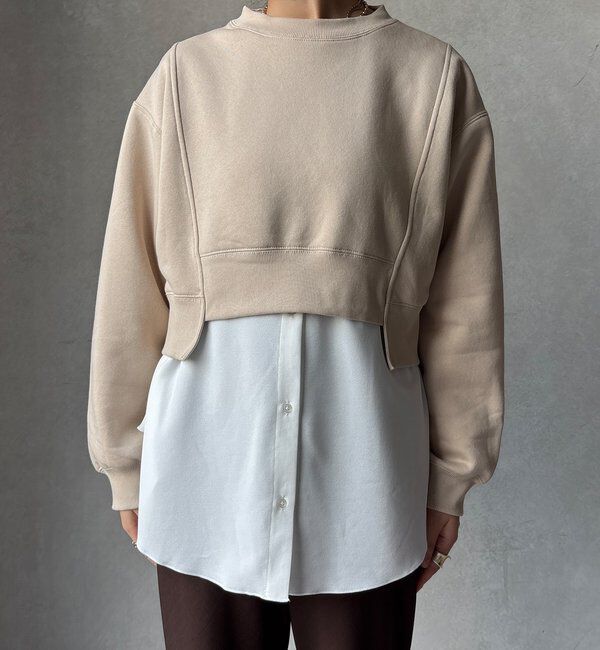  「【WEB限定】裏毛裏起毛ショートトップスアンサンブル」|Tシャツ・カットソー|