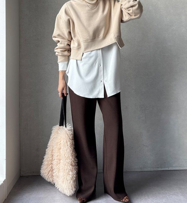  「【WEB限定】裏毛裏起毛ショートトップスアンサンブル」|Tシャツ・カットソー|