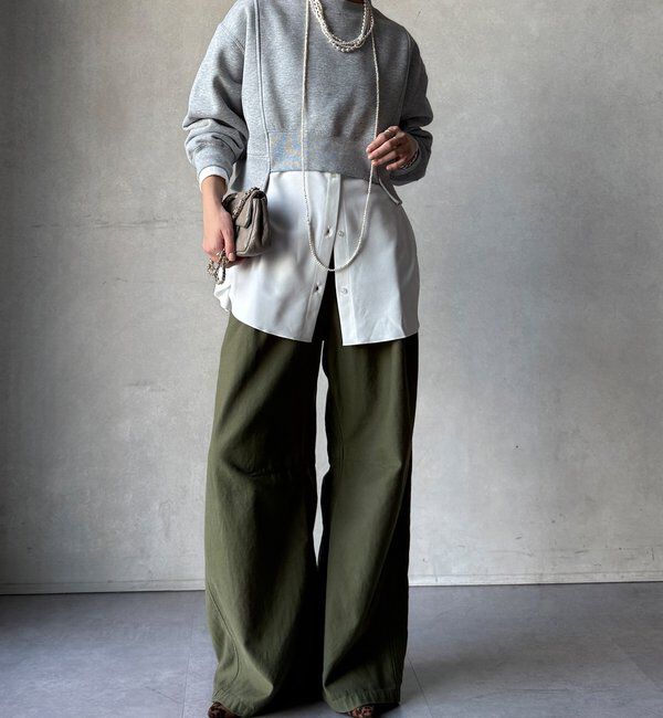  「【WEB限定】裏毛裏起毛ショートトップスアンサンブル」|Tシャツ・カットソー|