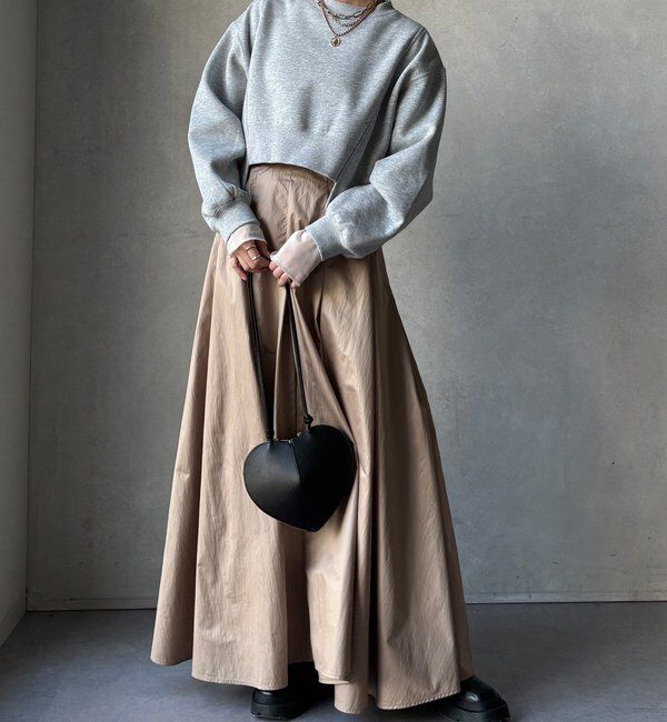  「【WEB限定】裏毛裏起毛ショートトップスアンサンブル」|Tシャツ・カットソー|