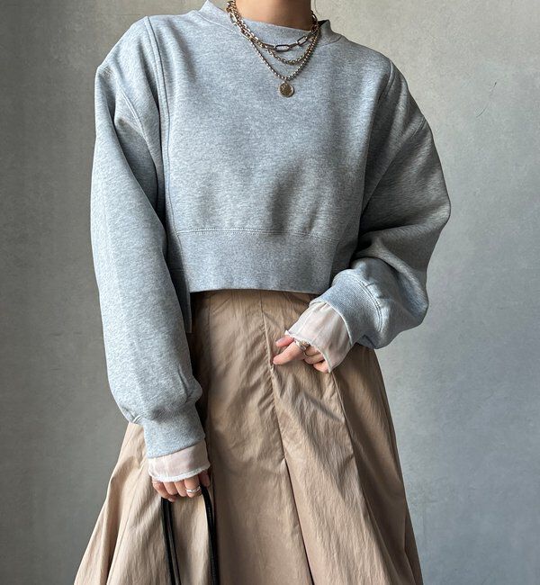  「【WEB限定】裏毛裏起毛ショートトップスアンサンブル」|Tシャツ・カットソー|