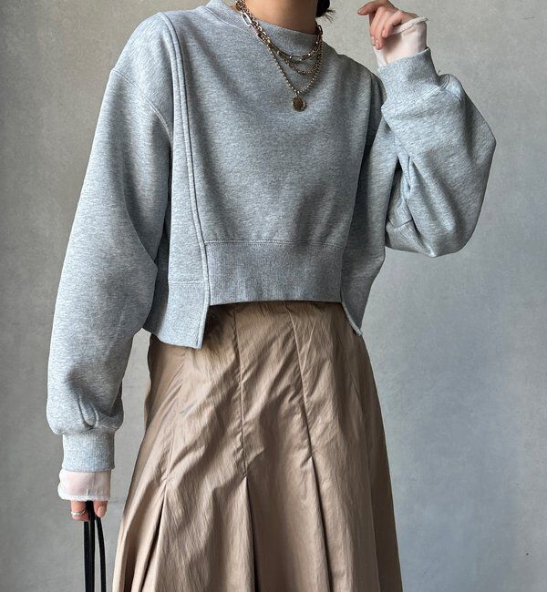  「【WEB限定】裏毛裏起毛ショートトップスアンサンブル」|Tシャツ・カットソー|