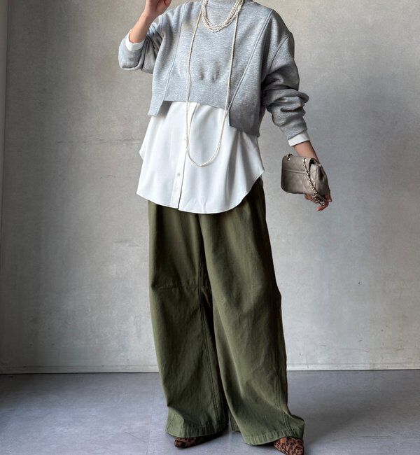  「【WEB限定】裏毛裏起毛ショートトップスアンサンブル」|Tシャツ・カットソー|