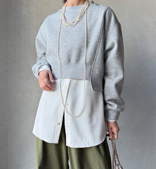  「【WEB限定】裏毛裏起毛ショートトップスアンサンブル」|Tシャツ・カットソー|