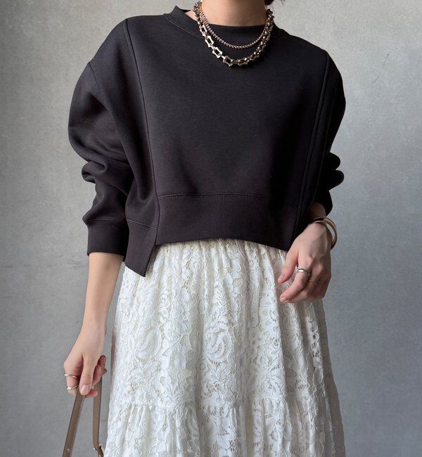  「【WEB限定】裏毛裏起毛ショートトップスアンサンブル」|Tシャツ・カットソー|