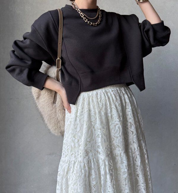  「【WEB限定】裏毛裏起毛ショートトップスアンサンブル」|Tシャツ・カットソー|