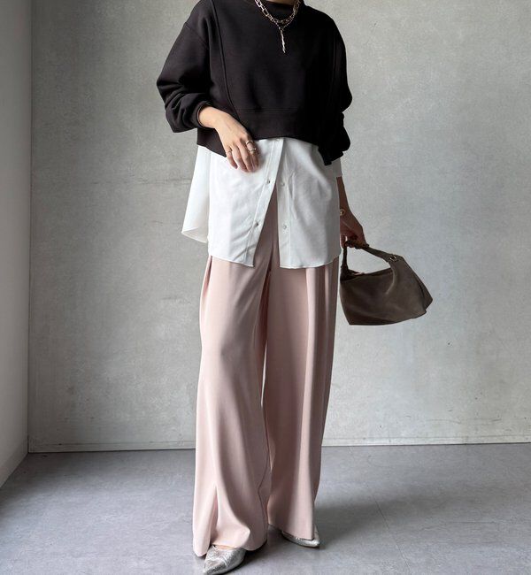  「【WEB限定】裏毛裏起毛ショートトップスアンサンブル」|Tシャツ・カットソー|