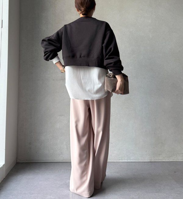  「【WEB限定】裏毛裏起毛ショートトップスアンサンブル」|Tシャツ・カットソー|