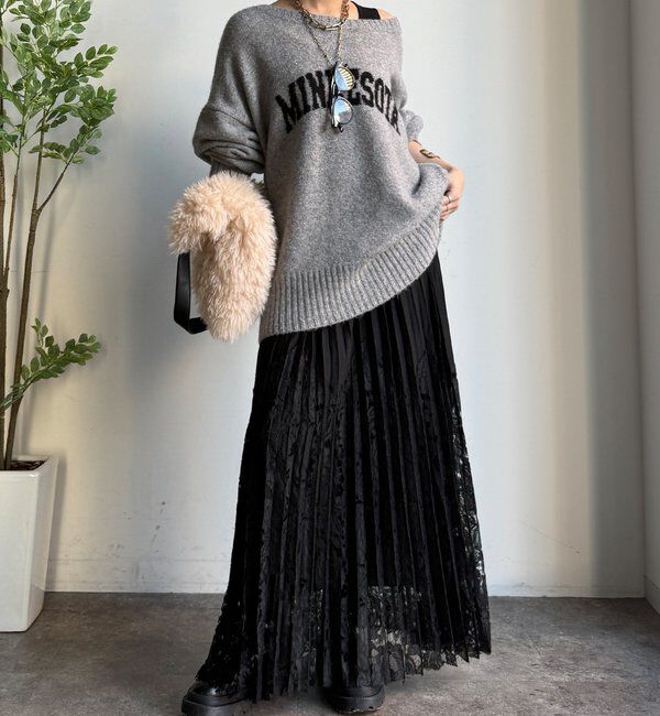  「【WEB限定】レース切替スカート」|スカート|