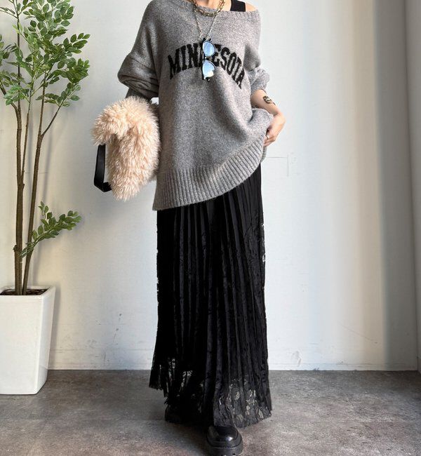  「【WEB限定】レース切替スカート」|スカート|