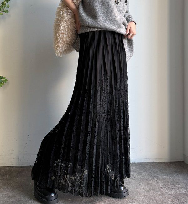  「【WEB限定】レース切替スカート」|スカート|