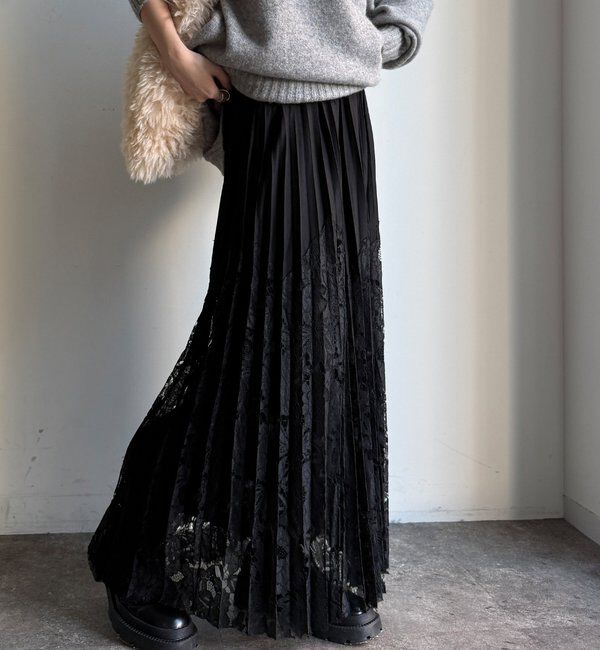  「【WEB限定】レース切替スカート」|スカート|