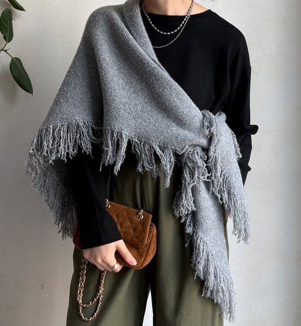  「【WEB限定】三角フリンジストール」|マフラー|