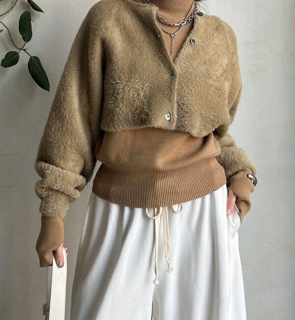  「【セットアイテム/WEB限定】フェザーヤーンカーディガン＋ニット」|ニット・セーター|