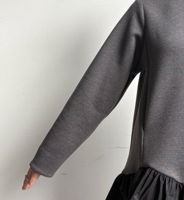  「裾フリル異素材切替ミニワンピース」|ワンピース|