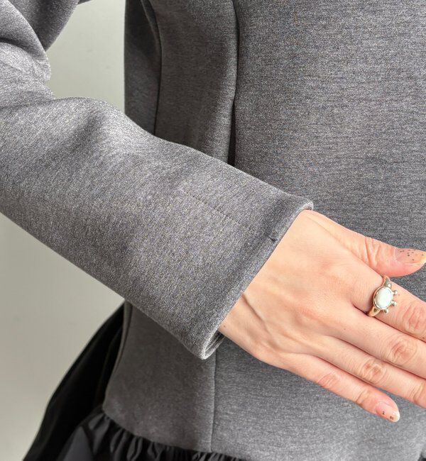  「裾フリル異素材切替ミニワンピース」|ワンピース|