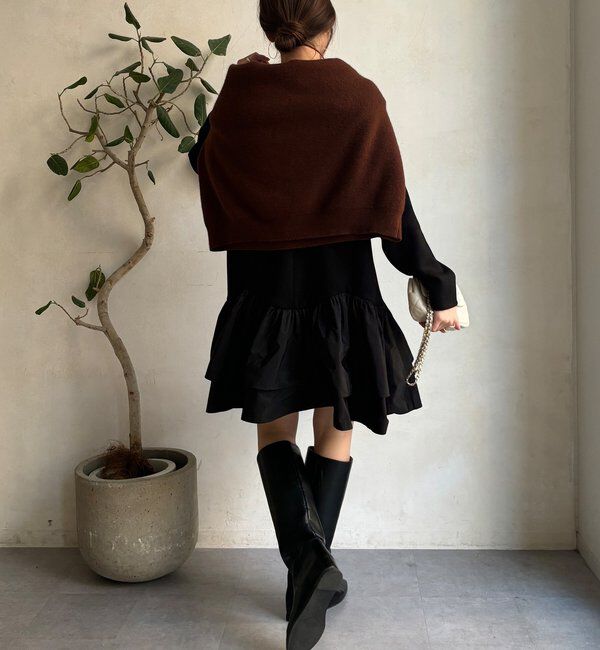  「裾フリル異素材切替ミニワンピース」|ワンピース|