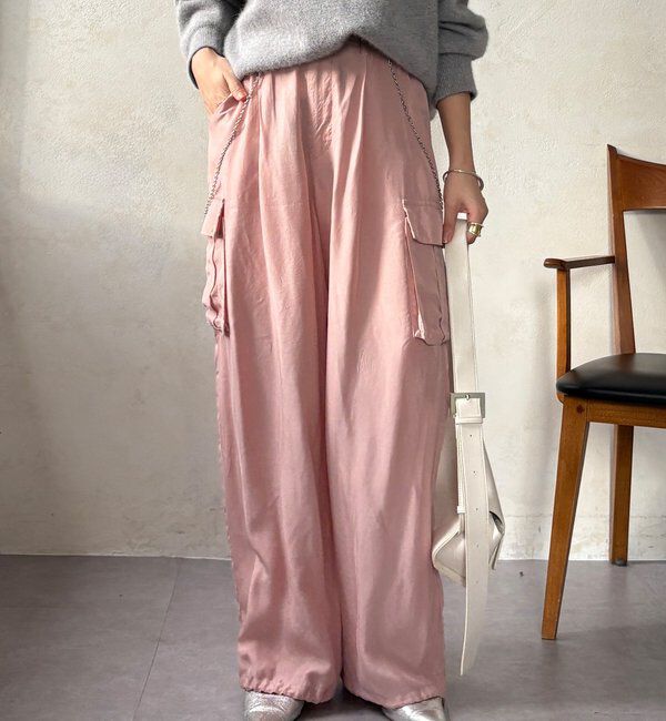  「キュプラカーゴパンツ」|チノ|ピンク