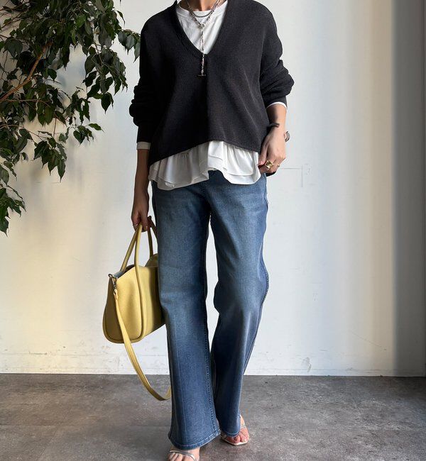  「裾異素材切替フリルカットソー」|Tシャツ・カットソー|