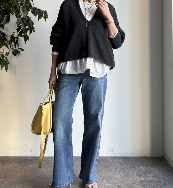  「裾異素材切替フリルカットソー」|Tシャツ・カットソー|