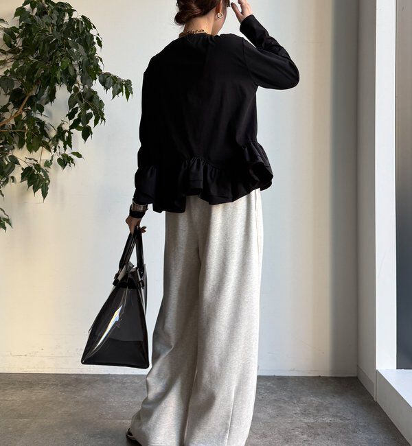  「裾異素材切替フリルカットソー」|Tシャツ・カットソー|