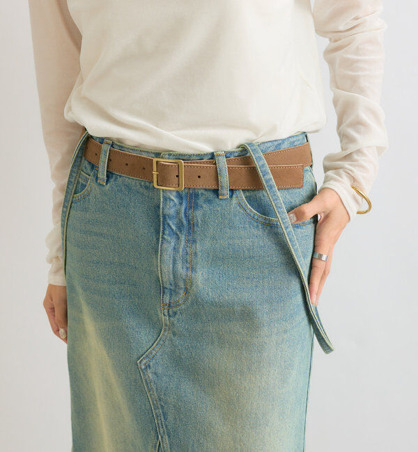  「【MONN.:. (モン)】スクエアバックルスエードベルト」|ベルト|