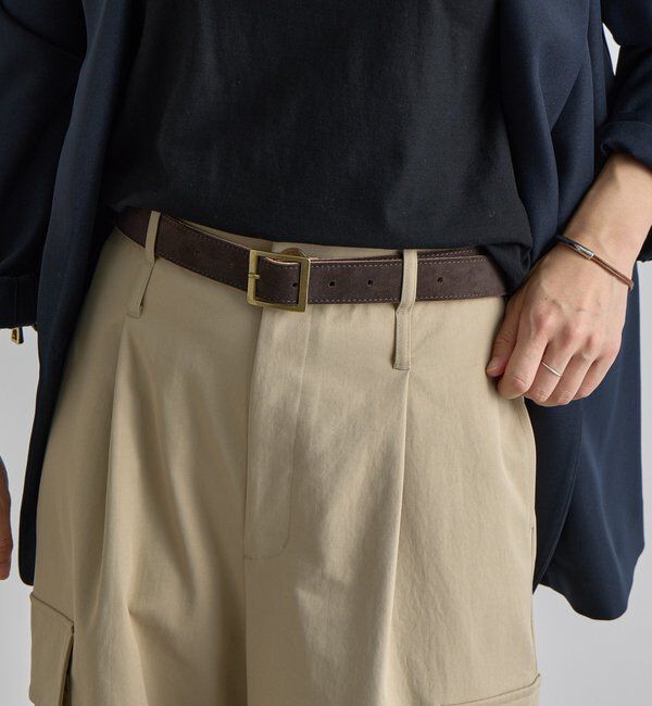  「【MONN.:. (モン)】スクエアバックルスエードベルト」|ベルト|