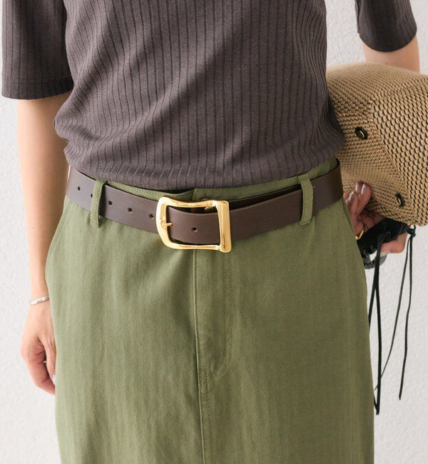  「【MONN.:. （モン）】ゴールドメタルレザーベルト」|ベルト|