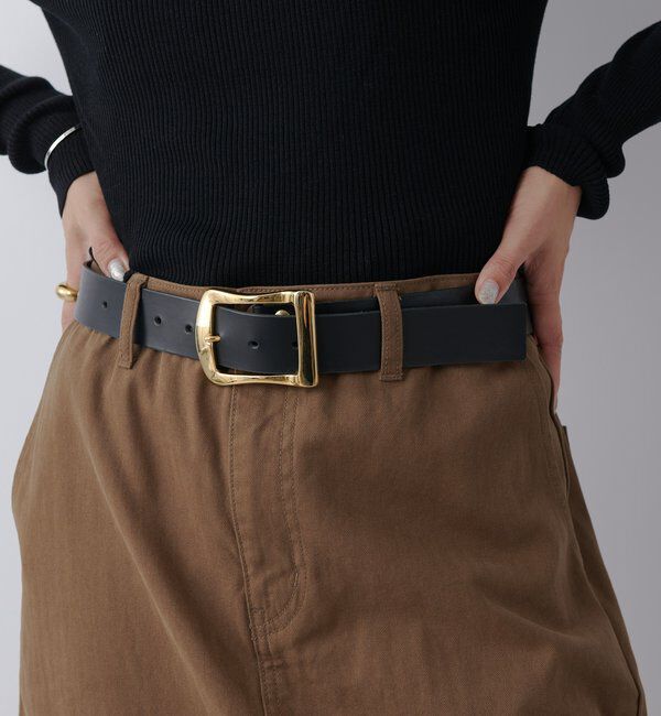  「【MONN.:. （モン）】ゴールドメタルレザーベルト」|ベルト|