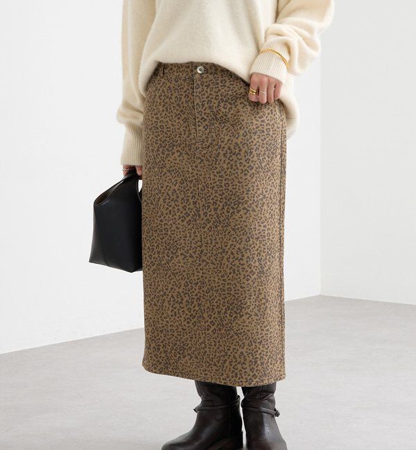  「ローライズレオパードスカート」|スカート|ブラウン