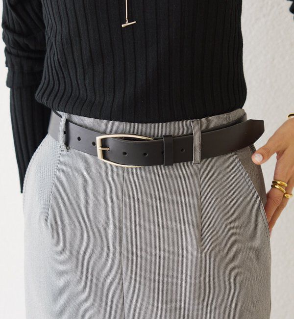  「【MONN.:. （モン）】ブランクバックルレザーベルト」|ベルト|ブラック