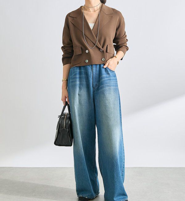  「【季節の変わり目に/接触冷感】ショートニットジャケット」|テーラードジャケット|