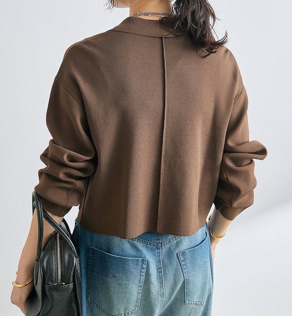  「【季節の変わり目に/接触冷感】ショートニットジャケット」|テーラードジャケット|