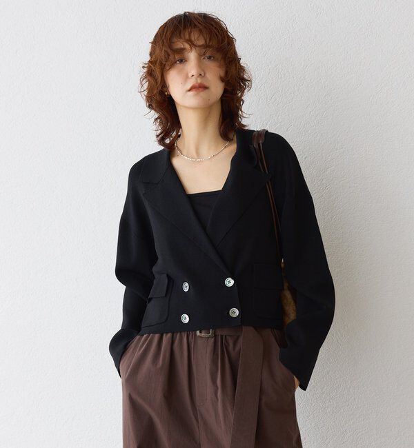  「【季節の変わり目に/接触冷感】ショートニットジャケット」|テーラードジャケット|